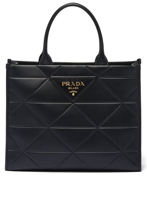 prada structured tote buckles strap|Prada large leather tote.